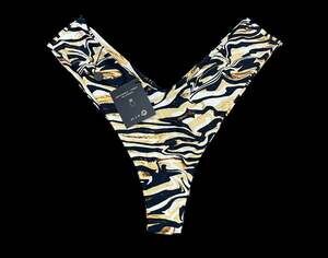 Skatie NWT XL High Cut Bikini Bottom Animal Print Cheeky V Front Swim